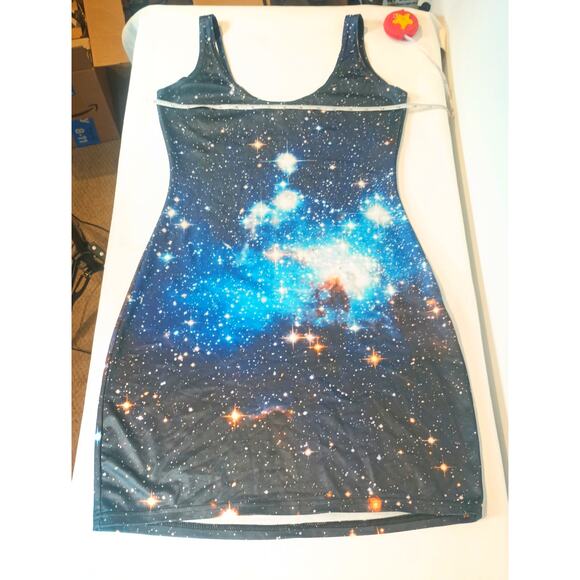 BLACKMILK GALAXY BLUE BLACK DRESS SIZE MEDIUM MADE IN AUSTRALIA - Picture 4 of 11